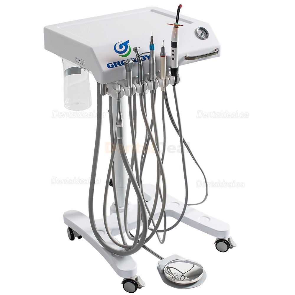 GREELOY&reg;GU-P302 Mobile Dental Delivery System Cart Unit + Curing Light + Scaler Handpiece + Fiber Optic